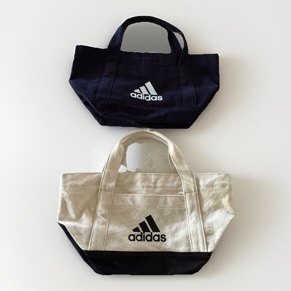 adidas Handbags - 2 Pieces Adidas Mini Canvas Tote Bags Navy & Black & White